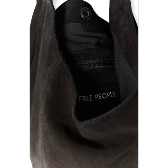 Free People Bobbi Black Slouch Suede Tote NWT Boho Oversized - Picture 3 of 7